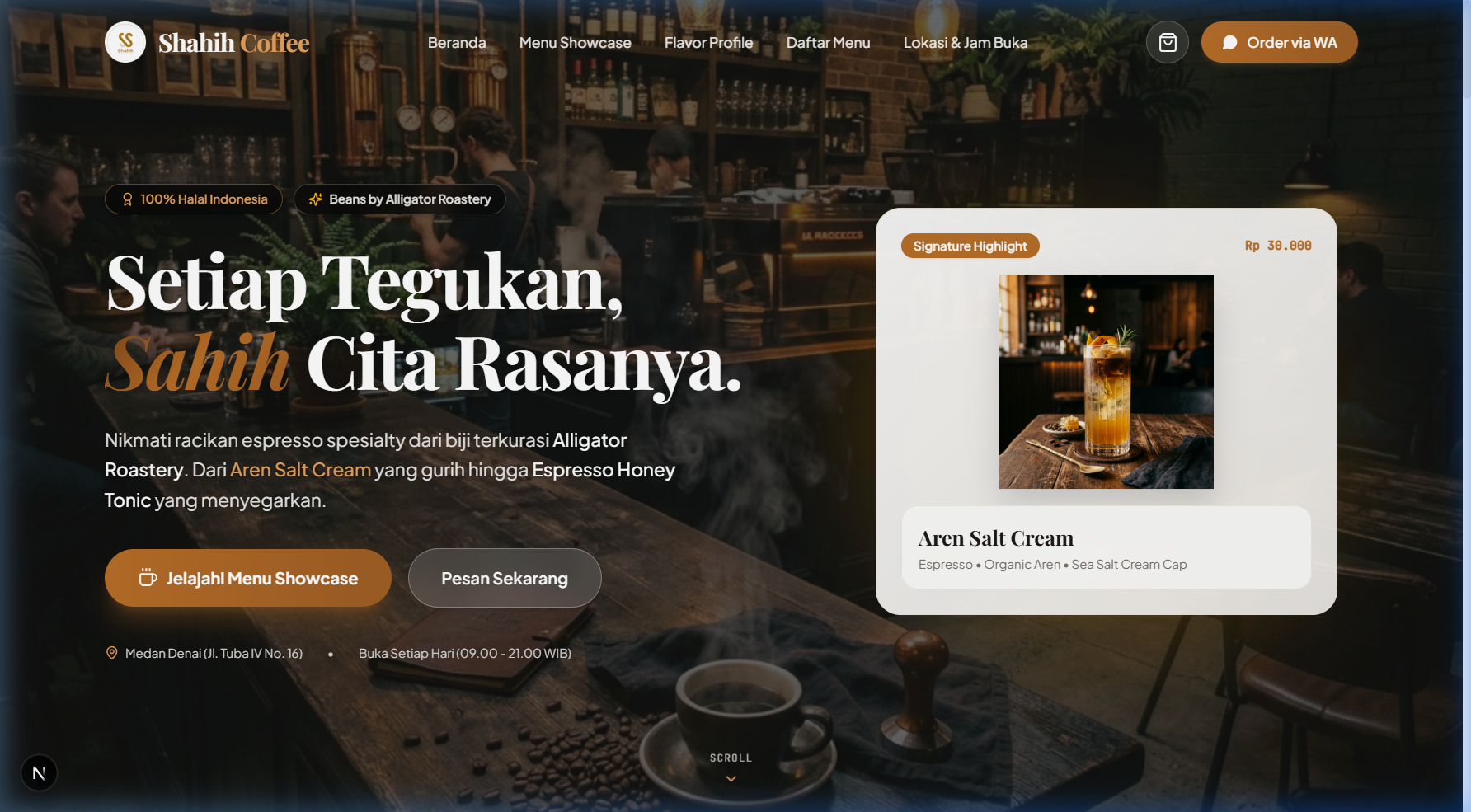 Shahih Coffee Landing Page